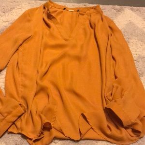 Mustard yellow long sleeve blouse